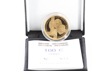 Vorschaubild: 200 Euro Goldmünze Belgien von 2002 mit Box und Zertifikat